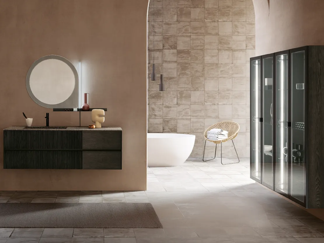 Mobile da Bagno sospeso in Rovere Tulle Cannettato 02 di Archeda